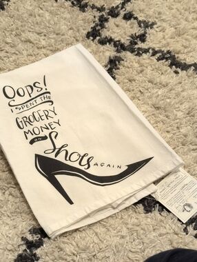 Primitives by Kathy White Tea Towel with Black Shoe Graphic